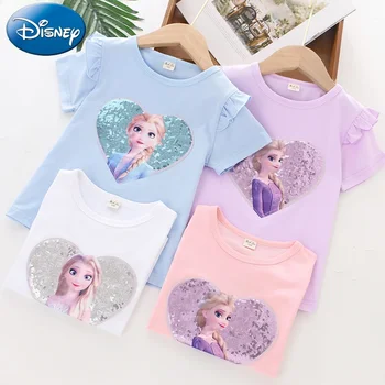 Disney Külmutatud T-Särgid Elsa Anna Peep Varba Kingad Tops Suvel Kids Lühikesed Varrukad Tees Kostüüm Cartoon Lapsed Tüdruk Moe Riided Tops