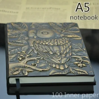 3D Öökull Trükkimine, Vintage, 1 Tk Sülearvuti Pressitud Nahast Reisi Päevik A5-märkmikku Kirja Kingitus Notepad Kontori koolitarbed