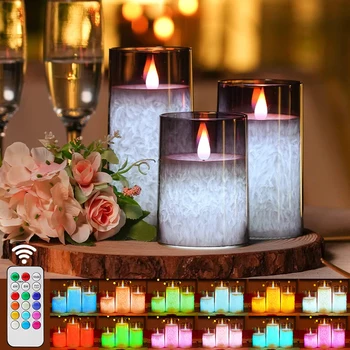 Värvi Muutmine Flameless Küünlad LED Elektrooniline Küünal Tuli koos Kaugjuhtimispuldi ja Taimeriga Realistlik Leek Jõuludeks Kodu Kaunistamiseks