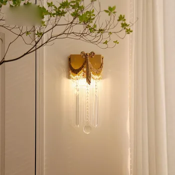 Prantsuse Vintage Vintage Messing Crystal Lamp Euroopa Luksus Atmosfääri TV Seina, Magamistoas voodi kõrval Altari Seina Lamp