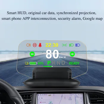 Auto Hud Jaoks Tesla Model3 / Y Auto Navigation Projektor Head-Up Display Obd2 Kiirus Projektori Turvalisuse Vee Temperatuuri Alarm