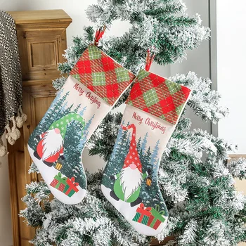 Uus Aasta, Jõulud Sokid Punane Roheline Ruuduline Rudolph Prindi Laste Kingitus Kotid Xmas Tree jõulupidu Dekoratsioon Kodu