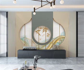Professionaalne kohandatud Euroopa ja Ameerika kaasaegne minimalistlik 3D-kolmemõõtmeline geomeetriline bambusest TV taust seina seinamaaling