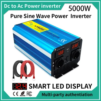 2500W/5000W DC 12V/24V AC 220 50Hz/60Hz LED pinge ekraan converter Kaugjuhtimispuldi Pesa Pure Sine Wave Inverter EU pistik