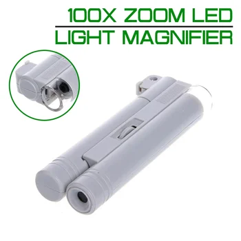 100X Suurendus LED-Valgusega Luup Ehted Pihuarvutite Mikroskoobi Objektiivi Luup Tasku M05 Luup