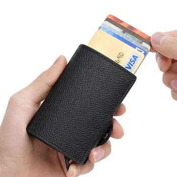 Uus Automaatne Pop-up Kaart Kott PU Metall Alumiinium Puhul Kaardi Varruka RFID-Kaardi Hoidik Krediitkaardi Juhul Münt Rahakotti