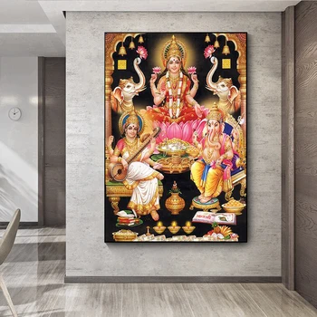 Hinduismi Jumalad Lord Ganesha Krishna Lõuendile Maali Abstraktne Kaasaegne graafika ja Plakatid Seina Art Pilte elutuba Home Decor
