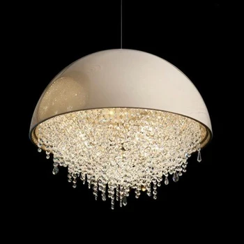 Milano Disainer Luksus Kristall Lühter Must Valge Led Ring Lühter Valgustus Villa elutuba Söögituba G9 Lamp