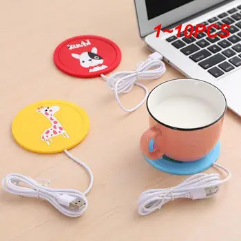 1~10TK Cute Cartoon USB Soojemaks Termostaadiga Diplomeeritud Kütte-Coaster elektriküte Soojendusega Kruusid Office Juua Soojem Matt