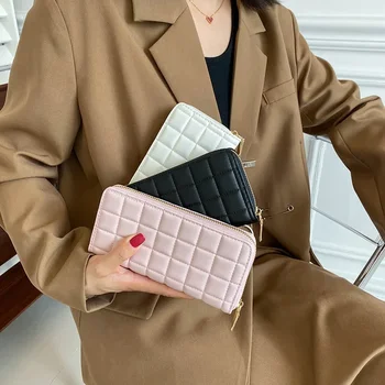 Naiste Rahakott Taandus Checker Pikk Kaasaskantav Kott Fashion Card Suure Mahutavusega Rahakott Muuta Kotid Tõusulaine