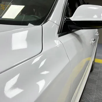 Tasuta Kohaletoimetamine 1.52x18m Läikiv Sära Valge Auto Wrappen Päris Carbon Fiber