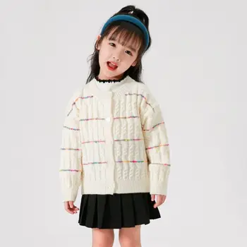 2023 Uus Tüdrukute Sügis Mantel Kootud Kampsun, Korea Stiilis Printsess Magus Vabaaja Kampsun Laste Riided Kids Kampsun