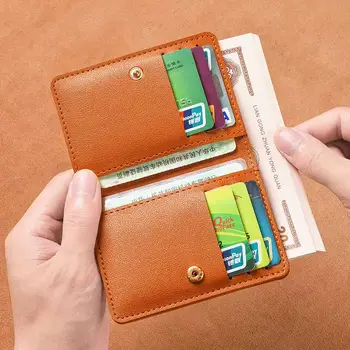 Solid Color PU Nahast Väike Rahakott Naistele Lühike Naiste Rahakott, millel Nupud Ultra Õhuke Krediitkaardi Kott Mündi Rahakott