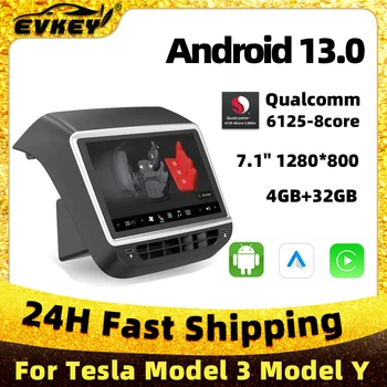 EVKEY 7.1 tolline Mängija Tesla Mudel 3 Mudel Y Android 13 Mängija Mms Taga Paneeli Konditsioneer Kontrolli IPS 2023