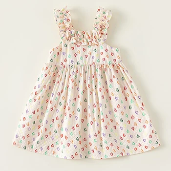 2023 Väikelapse Suvel Kleidid Beebi Tüdrukute Riided korea Fashion Armas Prindi Puuvillane Varrukateta Printsess Kleit Lapsed Riided BC512