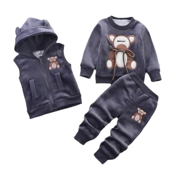 Riided set talvel poiss ja tüdruk cartoon casual kapuutsiga vest+pullover top+püksid, 0-3 aastane Beibei mood uued laste riided