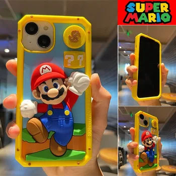 Super Mario 3D Telefoni Case for IPhone 14 13 12 11 Pro Max Anime Naljakas Silikooni Mäng, Loominguline Cartoon Põrutuskindel Armas Pehme Kate