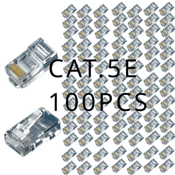 Cat5 RJ45 pistik Cat5E 8P8C modulaarne Etherneti kaabel pea pistik kullatud Cat5 valtsimisega võrgustik, RJ45 pistiku (100 tk)