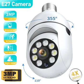 1/4TK 3MP E27 Pirn IP WiFi Kaamera Sise-Video Valve Kaamera Security kaitse beebimonitor Täielik Värvi Öise Nägemise Cam