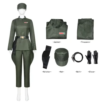 Imperial Officer Cosplay Top, Püksid, Müts, Vöö, Kindad Kostüüm Täiskasvanud Naine Roleplay Fantasia Varustus Halloween Varjata Ülikond