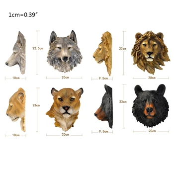 3D-Loomade Peaga Seina Riputamise Vaik Teenetemärgi Hunt Leopard, Tiiger, Lõvi Karu Seinamaaling Eluslooduse Skulptuur Kujukeste Skulptuurid decor
