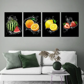 Kaasaegne Lõuend Art Marjad Maasikad, Sidruni -, Apelsini-Ananassi Plakatid, Print Maali Köök Söögituba Home Decor Seina Pildid