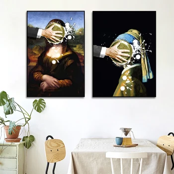 Pirukas Näkku MONA LISA Lõuend Maalid Seina Art Plakatid Ja Pildid Tüdruk pärlkõrvarõngaga Kuulus Pilte Decor