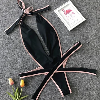 Seksikas Ühes Tükis Ujumistrikoo Thong Monokini Supelrõivad Naiste 2023 Uus Backless Lõigatud Päitsed Sidemega V Kaela Plunging Trikoo