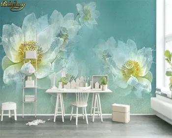beibehang de papel parede Kohandatud seina paber seinamaaling värske unistav sinine vesivärv lotus lihtne, TV taust seina 3d tapeet