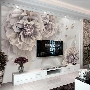 Kohandatud обои 3d seinamaaling atmosfääri pojeng keha ehted lill de papel paredeliving tuba, magamistuba Hotell TV taust seina-paber