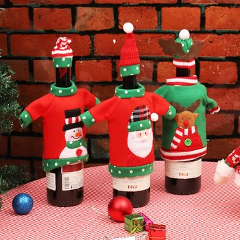Jõulud Veinipudeli Kate Komplekt Santa Snowman Müts Veini Pudel Kotid Jõulupidu Söögilaud Kaunistused Uue Aasta Kingitused