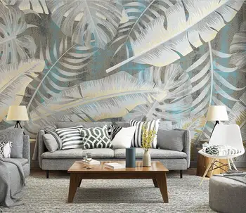 Nordic Light Luksus Troopiline Taim TV Taust Seina Maali Kodu Kaunistamiseks Kohandatud Suurus Banana Leaf Leaf Seinamaaling 3d tapeet
