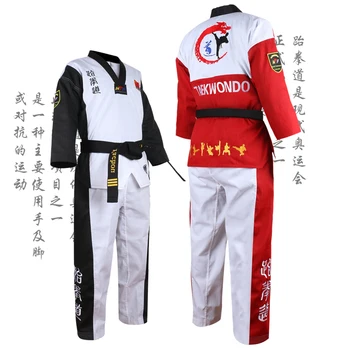 WTF Heaks kiidetud Kõrge Kvaliteediga Must Punane Taekwondo Ühtne Koolitus-Tae Kwon Do Sobib Tikandid Poomsae Dobok Suurus 160-190cm