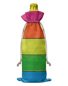 Puiduimitatsiooniga Tera Rainbow Värvi Veini Pudel Hõlmab koos Pingutusnöör Veini Kotti Pakendamise Kott Pulmapidu Kingitus Decor