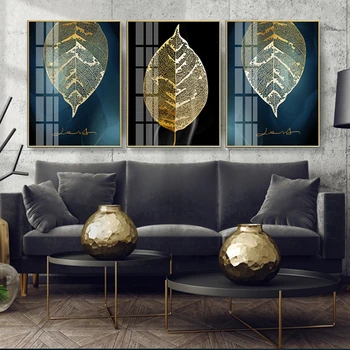 Põhjamaade Stiilis Kerge Luxury Gold Leaf Triple Kerge, Luksuslik Õhkkond Dekoratiivset Maali Elutoas Taust Seina Kodus Ripub