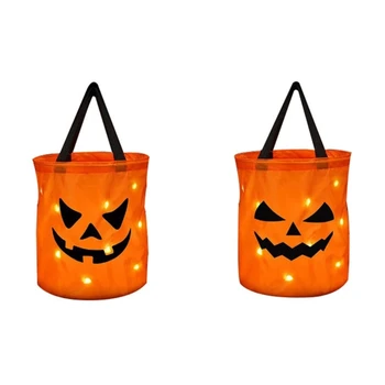 2Piece LED Valgus Halloween Candy Kotid süttib Komm või Vemp Pool Kotid