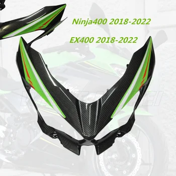 Süsinikkiust Roheline Värvitud Jaoks Kawasaki Ninja400 EX400 2018 2019 2020 2021 2022 Esiosa Ülemine Voolundi Esitulede Kapott Nina