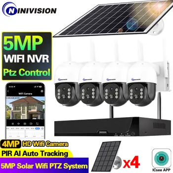 5MP 4CH NVR Kit Väljas, Wifi, Päikese PTZ Turvalisuse Kaamera Süsteemi AI Jälgimise Traadita IP CCTV Kaamera videovalve Komplekt, 3MP 8CH