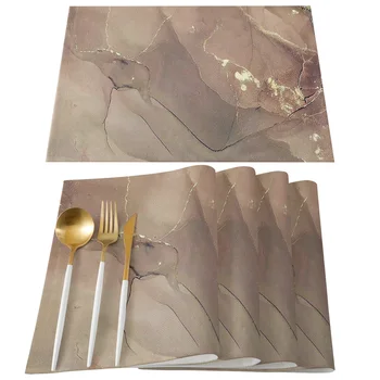 Marmor Tekstuur Gold Foil Placemat jaoks söögilaud Lauanõud Matid 4/6tk Köögi Roog Matt Pad Counter Top Matt Kodu Kaunistamiseks
