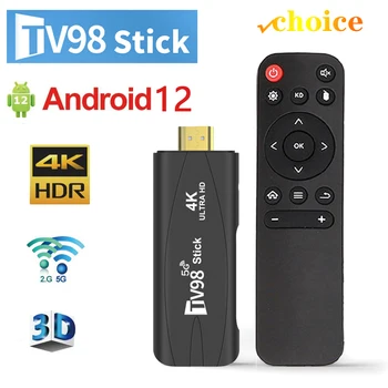 TV98 Mini TV Stick Android 12 Toetada 8K 4K Video Wifi 6 3D TV Box 2.4 G&5G Keha Tunne Mäng digiboksi 2GB 16GB
