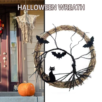30cm Halloween Must Nahkhiir Rotangist Pärg Halloween Pärg Ukse Rippuvad Hirmuäratav Atmosfääri Kaunistamiseks Õnnelik Poole Tarvikud