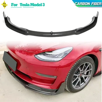 Carbon Fiber Auto Esistange Lip Lõhkujad Jaoks Tesla Model 3 Sedaan 4-Ukseline 2016-2020 Esistange Lip Lõug Protector Põll Valvur