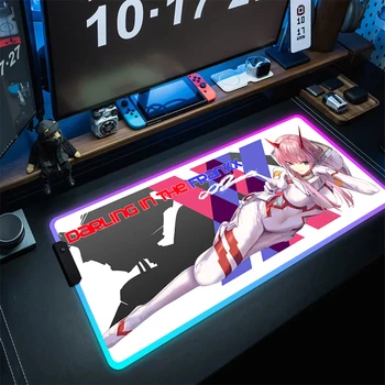 RGB Null Kaks Darling Selles FranXX Mouse Pad LED Anime Kummist Suur Gaming Mousepad Gamer ei Libise Hiir Matt Mängu Klaviatuuri Matt