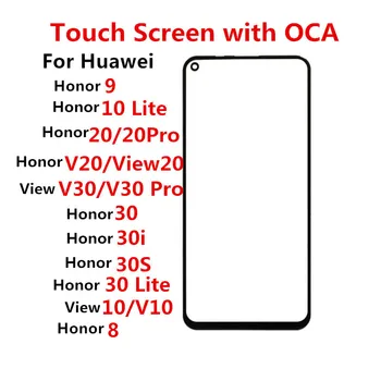 Puuteekraaniga Huawei Honor 8 9 10 Lite 20 pro 30 30i 30s vaadata v30 eluviis kodukinosüsteemid LCD-ekraan ees läbi klaasi asendada OCA osa remont