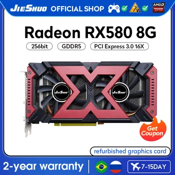 JIESHUO AMD RX 580 8GB 2048SP Video graafika kaart GDDR5 GPU 256-bit PCI-E 3.0 rx580 8g Arvuti Desktop Arvuti Mängud Kontor