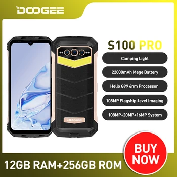 DOOGEE S100 Pro 22000mAh 12GB 256GB Karm Nutitelefoni Helio G99 6nm 108MP Moible Telefon 6.58 Tolli FHD, Telkimine Valgus Mobiiltelefon